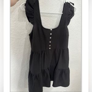 Black ruffle sleeve shirt romper size medium new without tags Vici